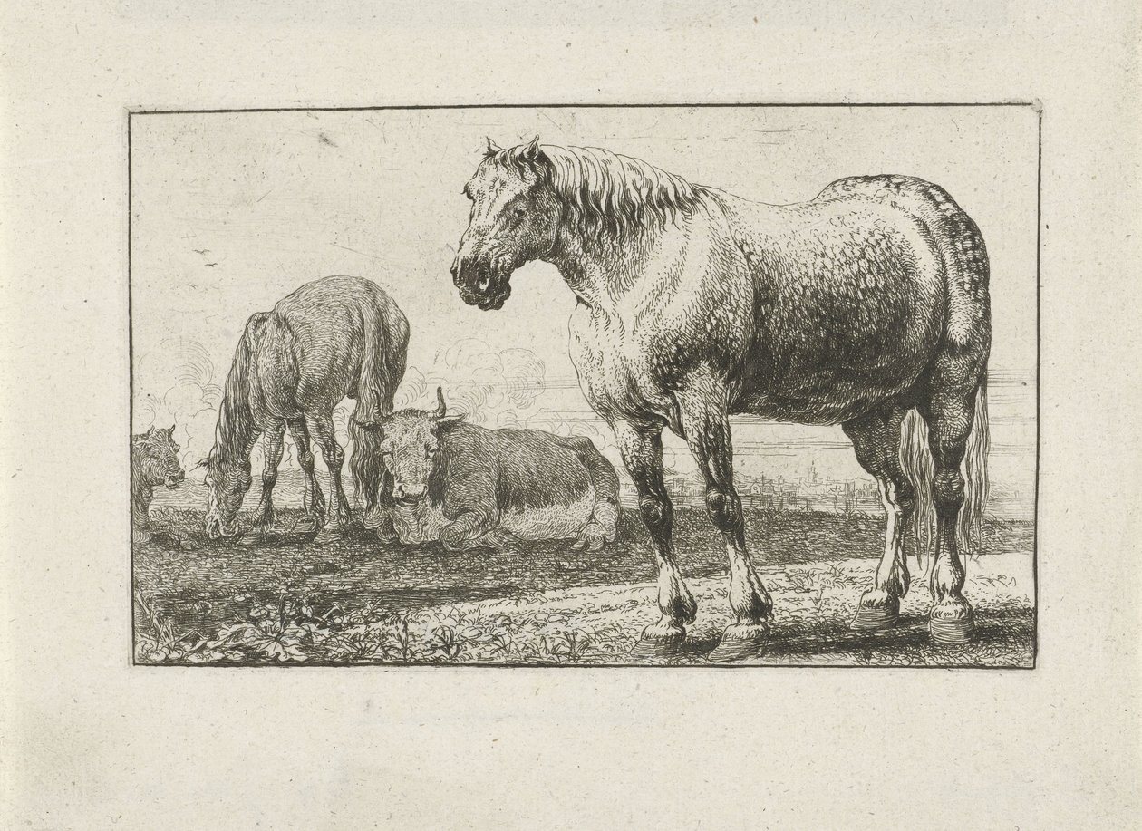 Lovak és tehenek Állatok (sorozat címe) Zoographiam (sorozat címe) alkotó: Jan van den Hecke