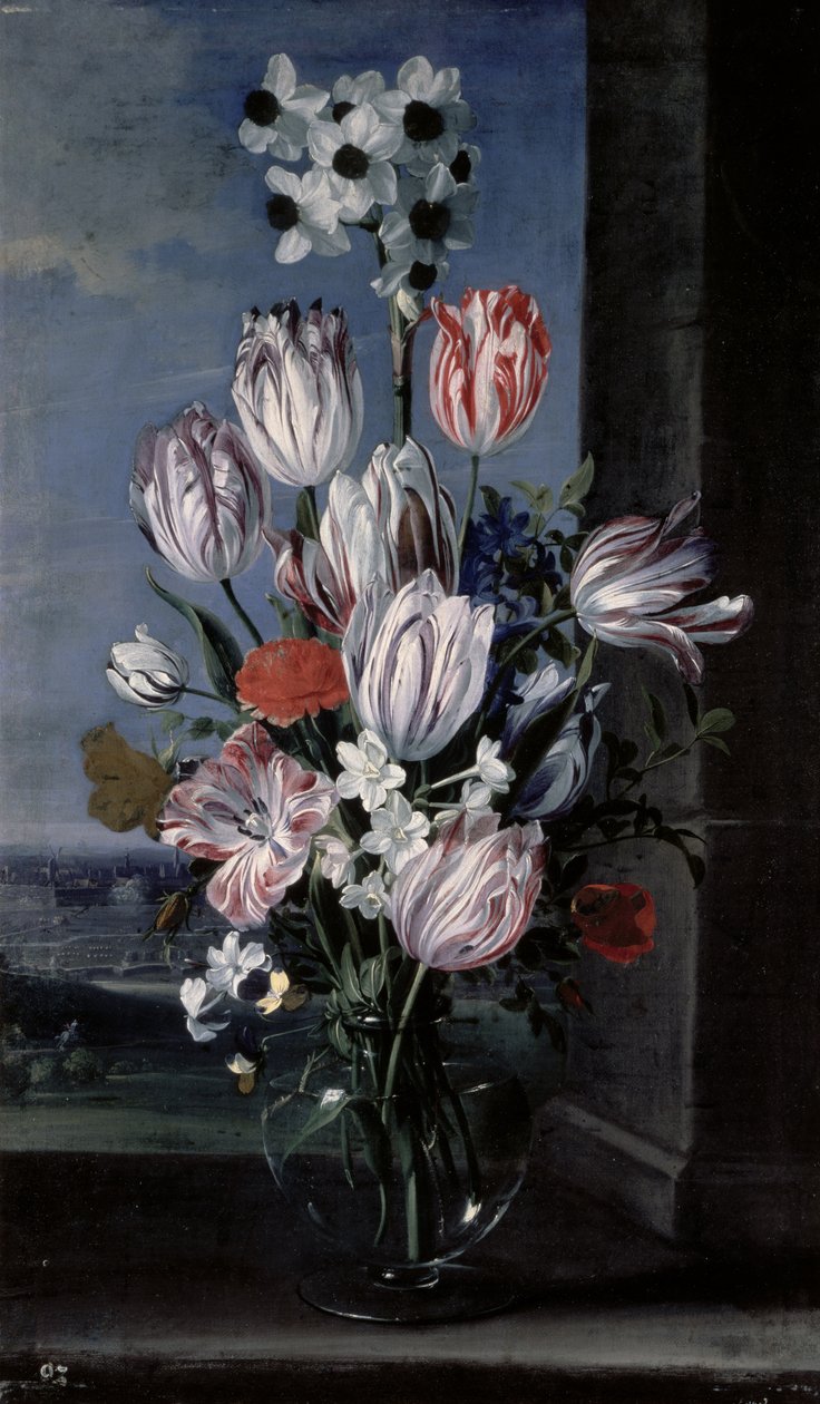 Virágok kristályvázában, 1652 alkotó: Jan van den Hecke