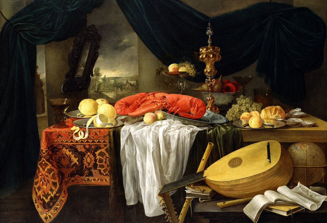 Csendélet homárral, citrommal és lanttal, 1645 alkotó: Jan van den Hecke
