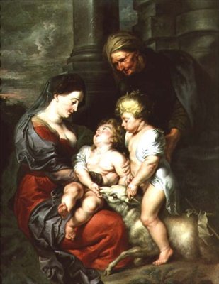 Madonna és gyermek Szent Erzsébettel és Keresztelő Szent János csecsemővel alkotó: Jan van den Hoecke
