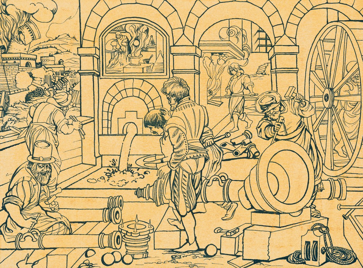 Ágyúöntöde, Nova Reperta rajza alkotó: Jan van der (1523 1605) Straet