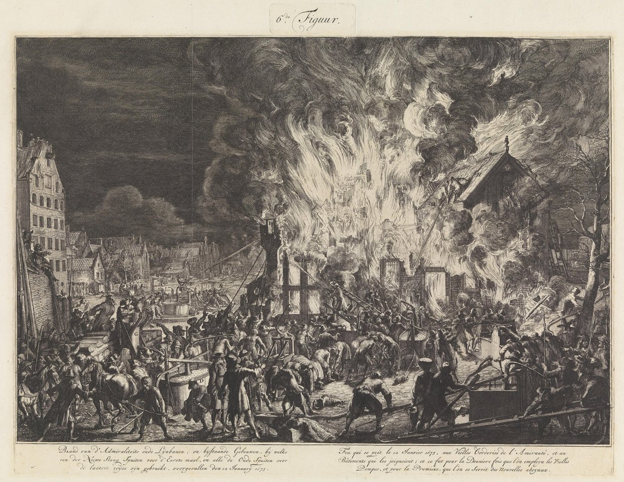 Tűz az Admiralitás kötélverő műhelyében, 1673 alkotó: Jan van der Heyden