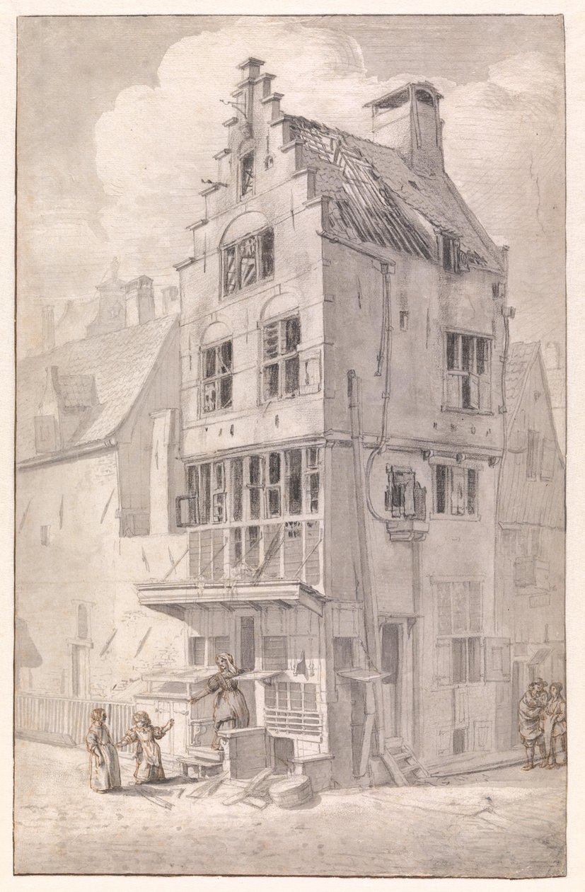 Egy leégett ház a Bloedstraaton alkotó: Jan van der Heyden
