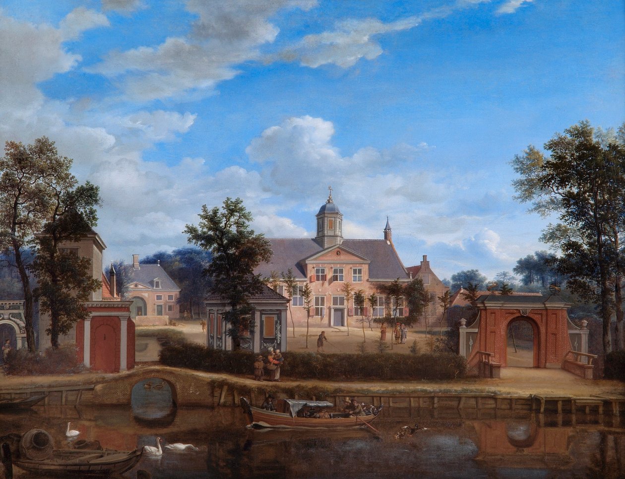 "Goudestein kastélya, a Vecht folyón, Maarsen közelében", 1674 alkotó: Jan van der Heyden