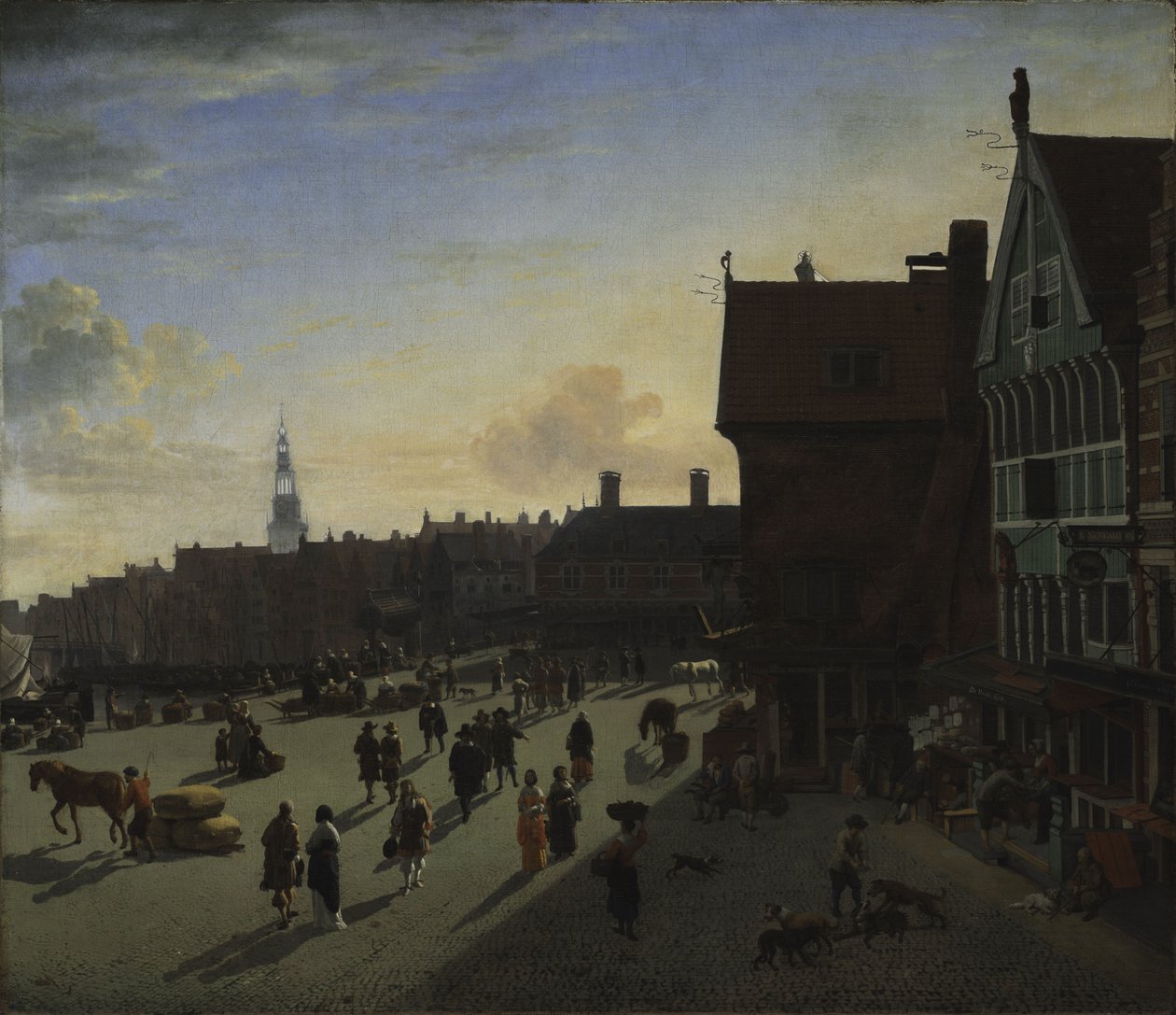 A gát és Damrak, Amszterdam, 1663 körül alkotó: Jan van der Heyden