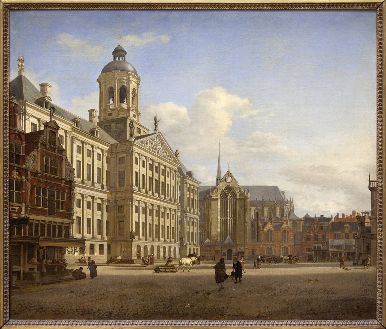 The Dam with the new city hall in Amsterdam alkotó: Jan van der Heyden