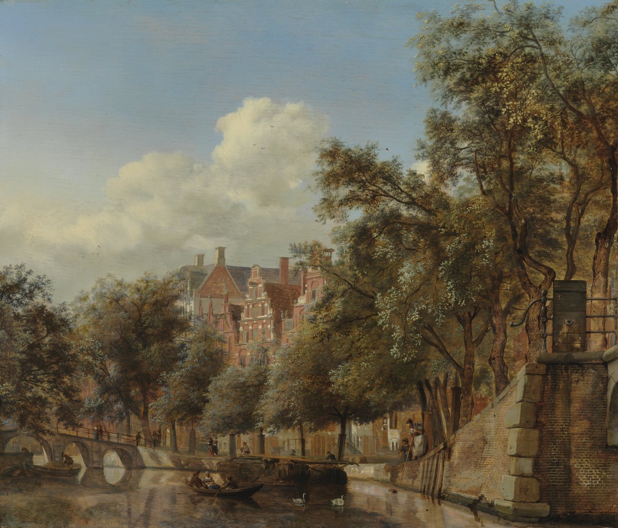 A Herengracht Amszterdamban, a Leliegracht felől nézve alkotó: Jan van der Heyden