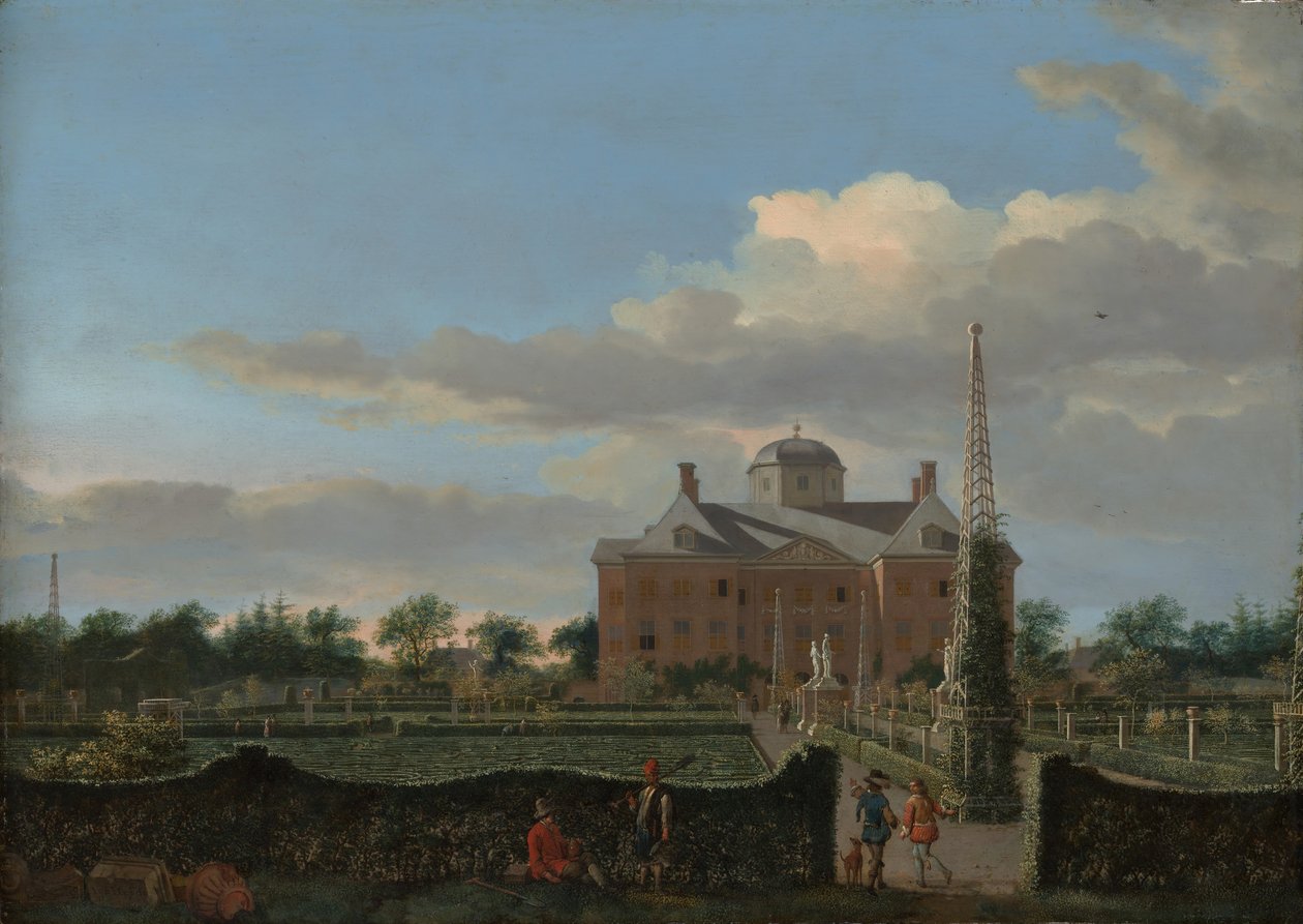 A Huis ten Bosch Hágában és a formális kerti kilátás délről, kb. 1668-70. alkotó: Jan van der Heyden