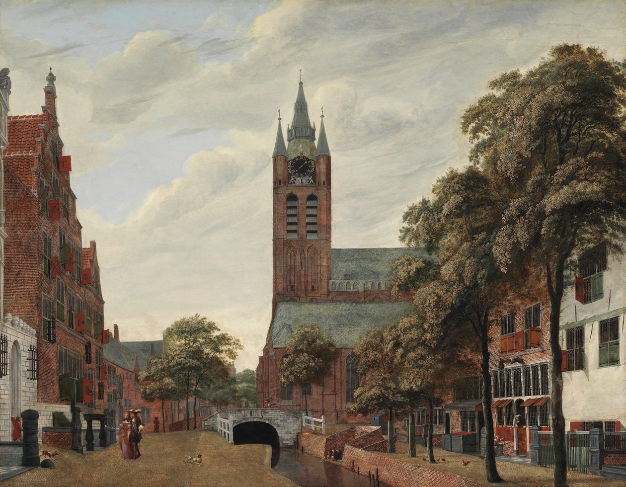 Kilátás az Oude Delft-csatornára, Delft, 1660 körül alkotó: Jan van der Heyden