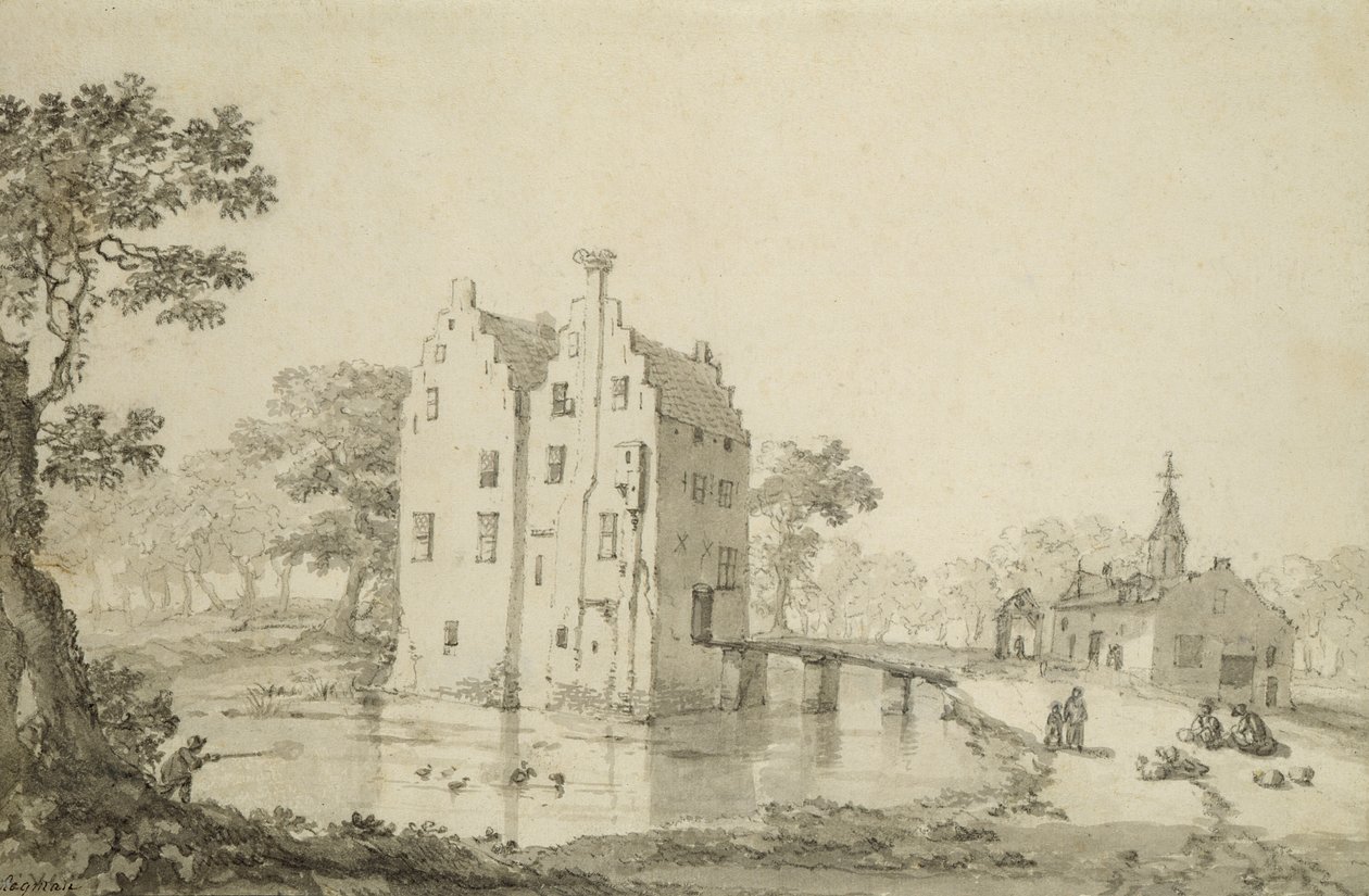 Zuylenburgh kastély (Slot Zuylen) (toll és ceruza papíron) alkotó: Jan van der Heyden