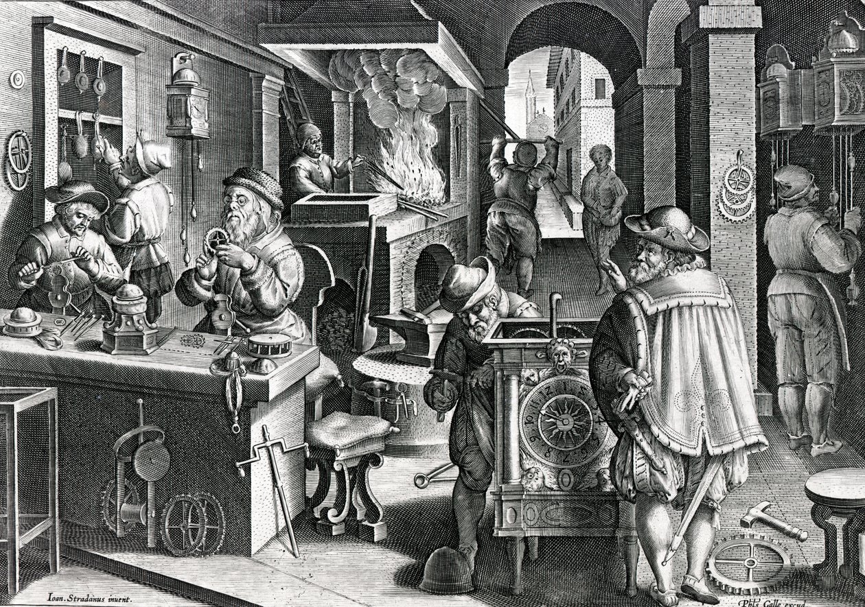 Vaskor, 5. tábla a „Nova Reperta”-ból, Philip Galle metszete, 1580-1605 körül alkotó: Jan van der Straet