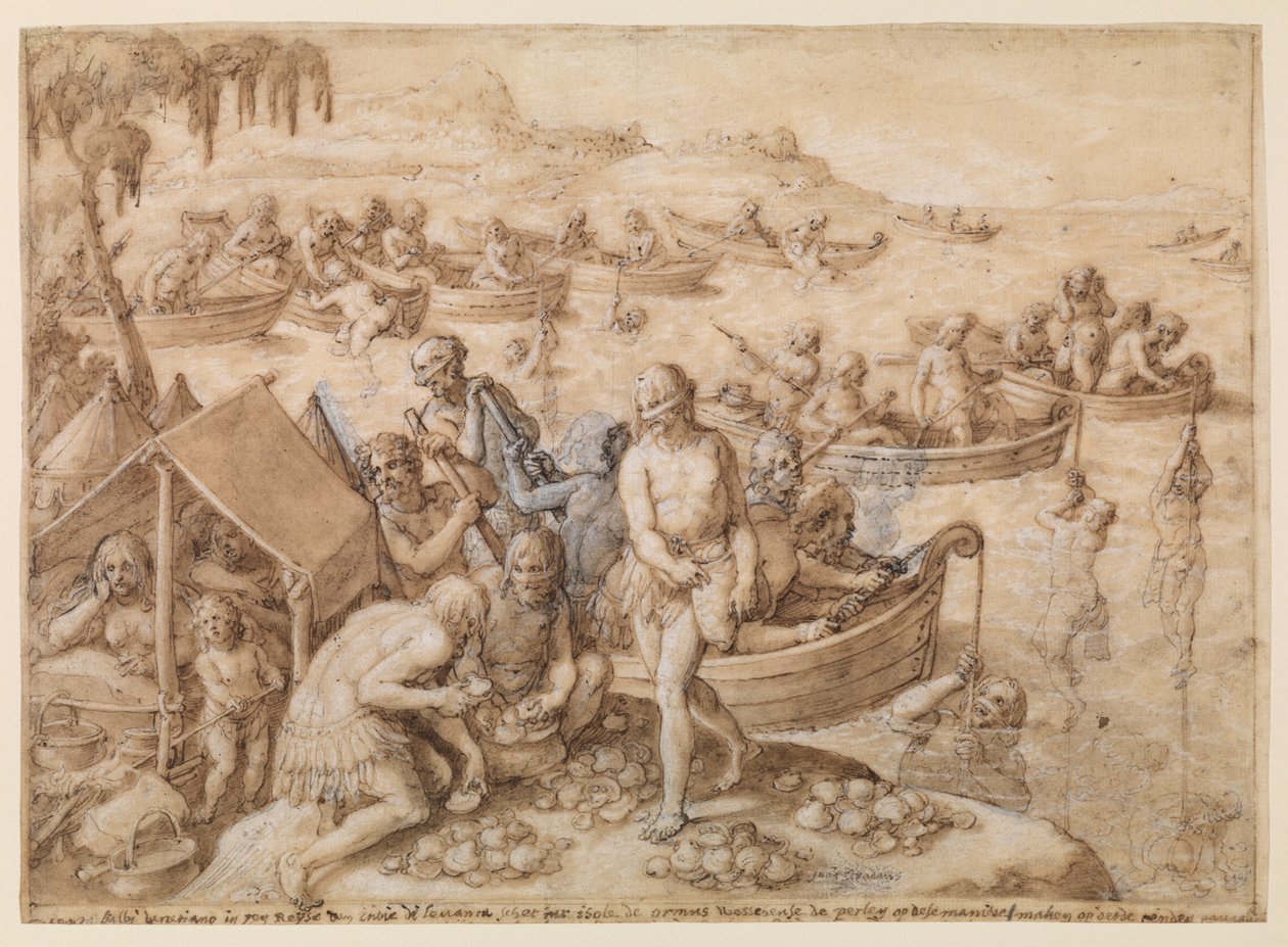 Gyöngybúvárkodás, 1596 körül alkotó: Jan van der Straet