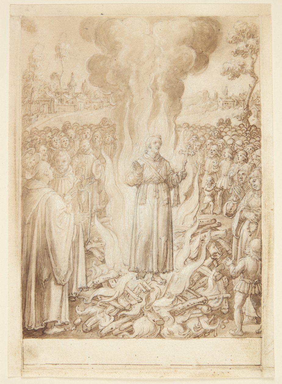 S. Giovanni Alberti Fiorentino története. Petrus apát tűzzel bizonyítja, hogy Firenze püspöke eretnek és simonista alkotó: Jan van der Straet