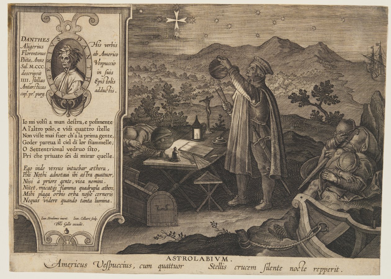 Az asztrolábium - Amerigo Vespucci, a Nova Reperta-ból alkotó: Jan van der Straet