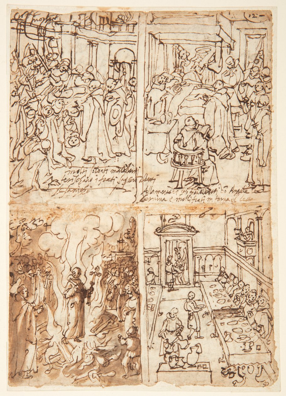 Nyolc jelenet San Giovanni Gualberto életéből (recto és verso) alkotó: Jan van der Straet, called Stradanus