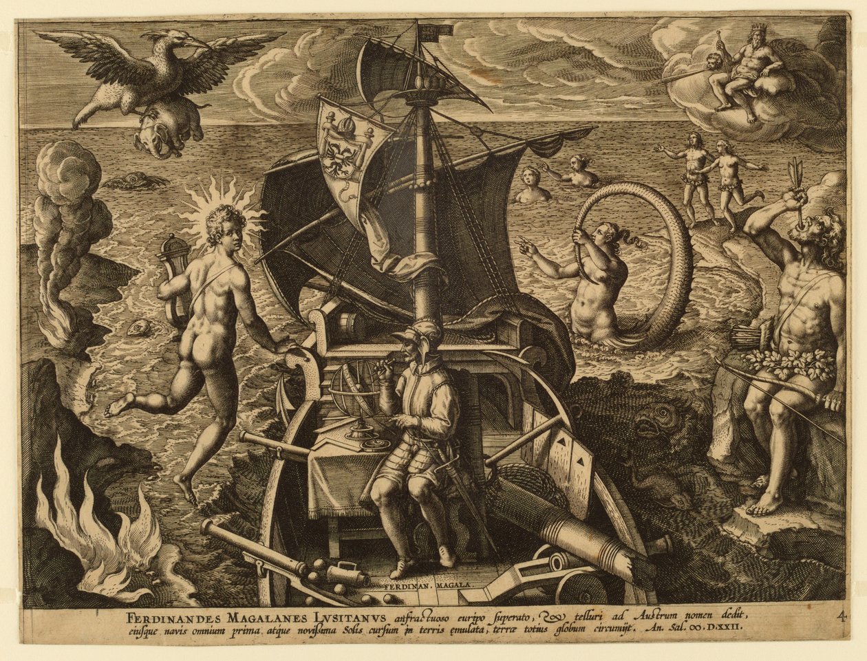 A portugál Ferdinand Magellan, 4. lemez az "America Retection"-ből alkotó: Jan van der Straet, called Stradanus