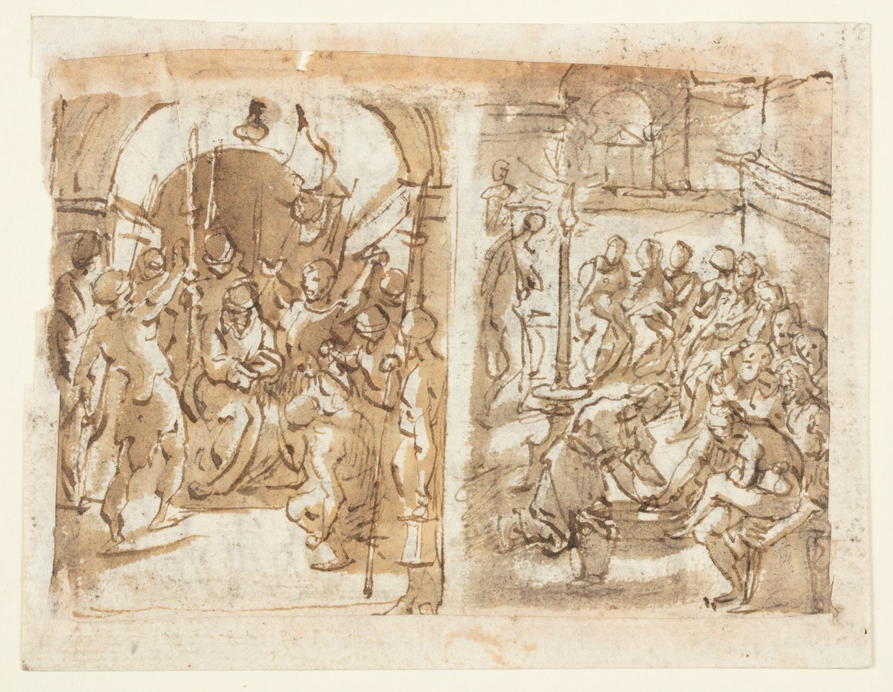 Recto, balra: Krisztus kigúnyolása; Recto, jobbra: Krisztus az apostolok lábát mosva ; Verso: Stuart Mária, skót királynő kivégzése 1587-ben alkotó: Jan van der Straet, called Stradanus