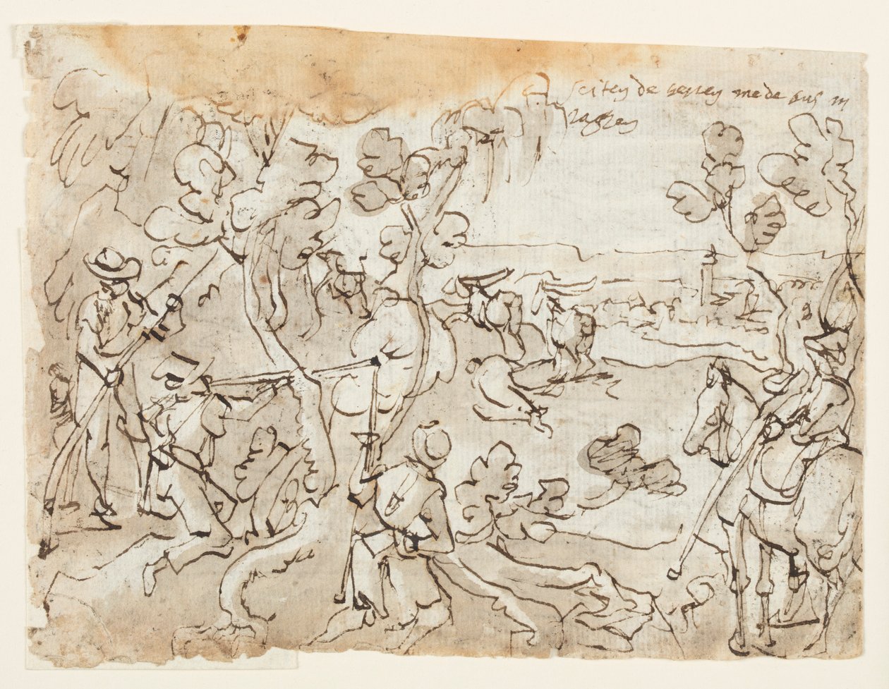 Vázlatfüzet oldal antilopvadászattal alkotó: Jan van der Straet, called Stradanus