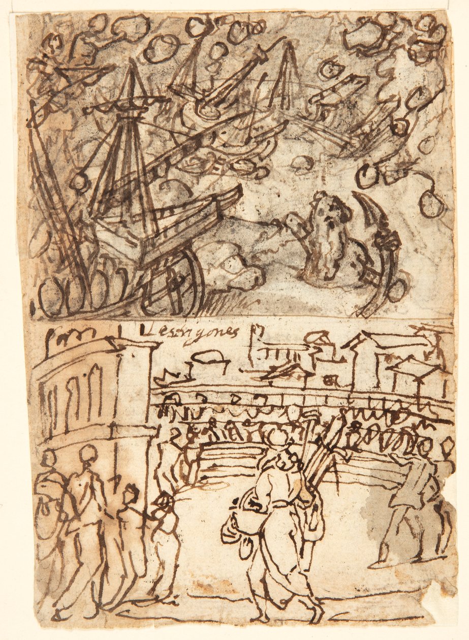 Vázlatfüzet oldal küklopszokkal alkotó: Jan van der Straet, called Stradanus