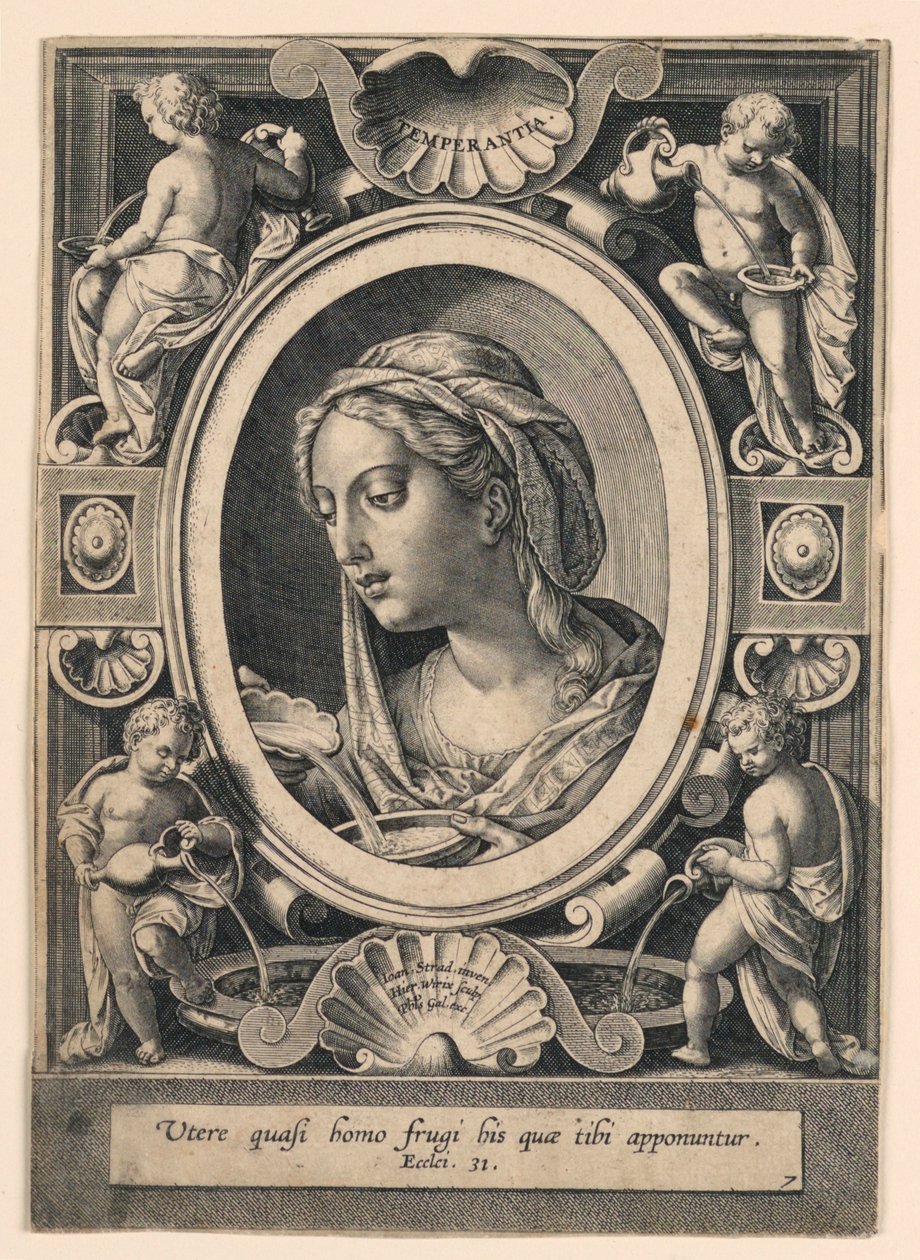Temperance, "VII Virtutim...Imagines" 7. lemeze alkotó: Jan van der Straet, called Stradanus