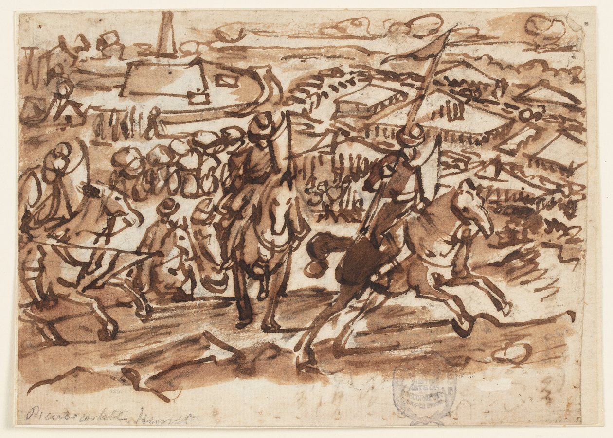 A törökök visszavonulása Bécs 1529-es ostroma után alkotó: Jan van der Straet, called Stradanus