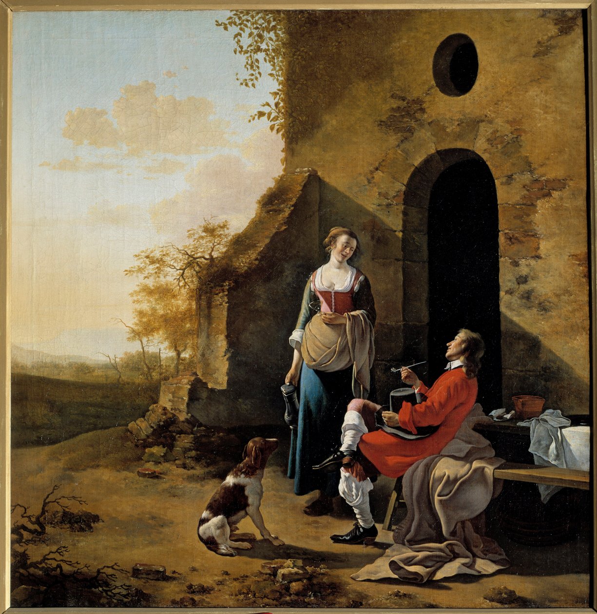 Galáns beszélgetés egy fogadó bejáratánál Jan Van der Meer (1630-1692) festménye alkotó: Jan van der the Elder Meer
