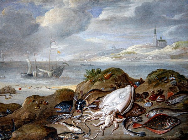 Torkolati táj halakkal a dűnén (olaj, réz) alkotó: Jan van the Elder Kessel