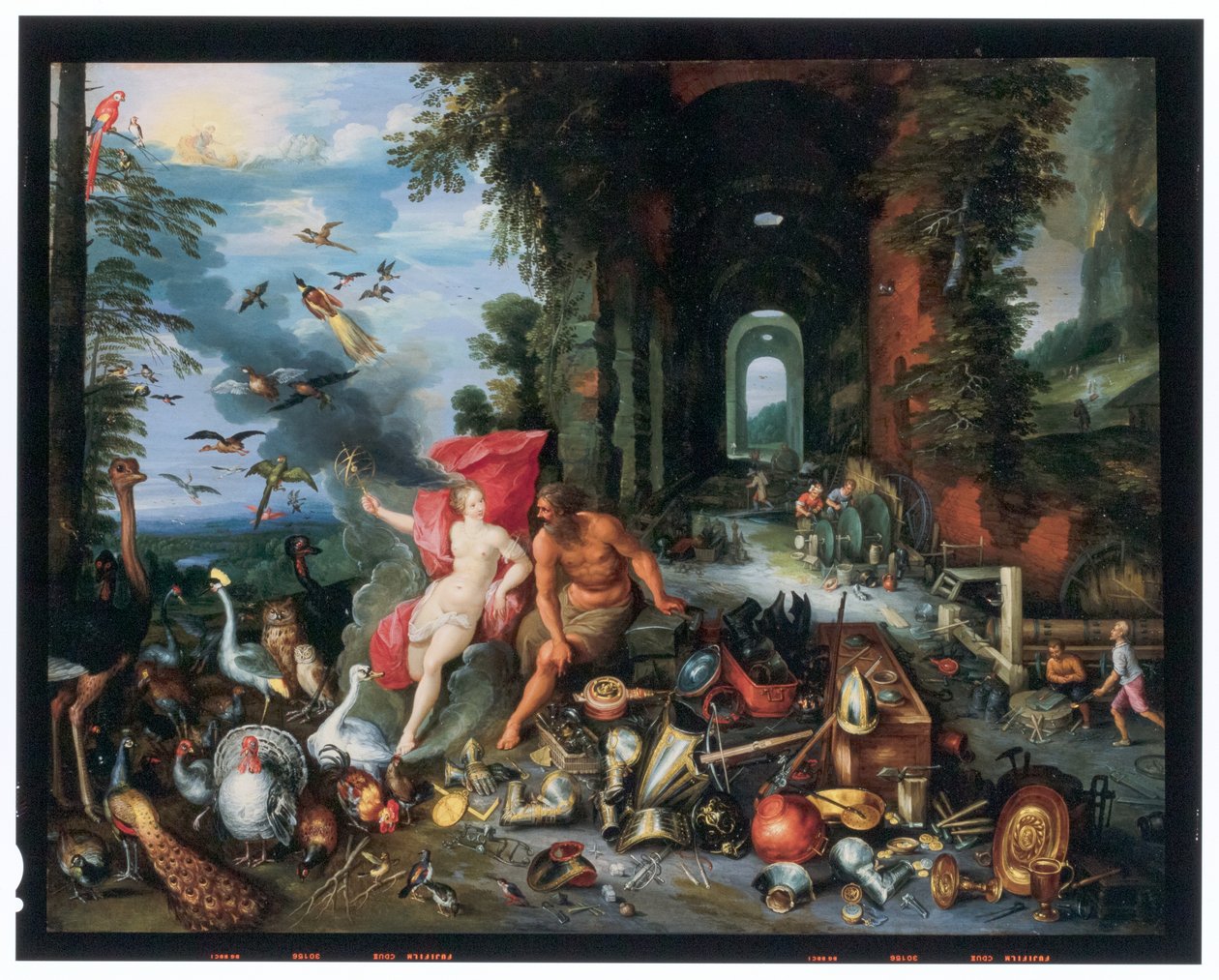 A tűz és a levegő allegóriája alkotó: Jan van the Elder Kessel