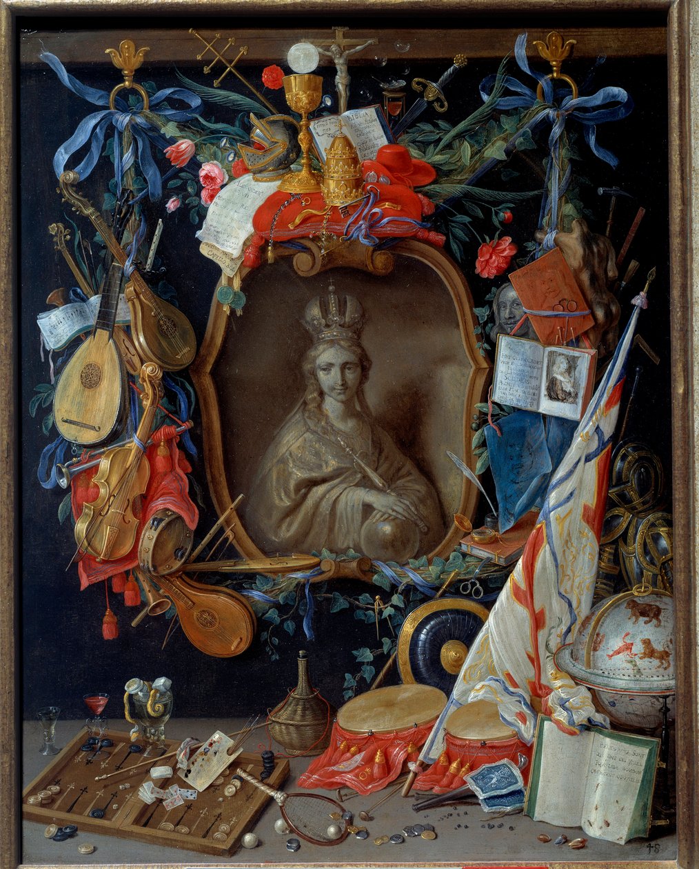 Szűz vanite szimbólumokkal körülvéve. Jan I Kessel Az öreg festménye (1626-1679) alkotó: Jan van the Elder Kessel