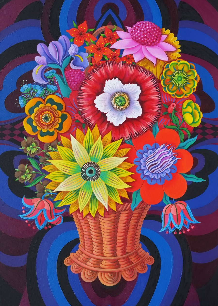 Virágok egy kosárban, 2013, alkotó: Jane Tattersfield