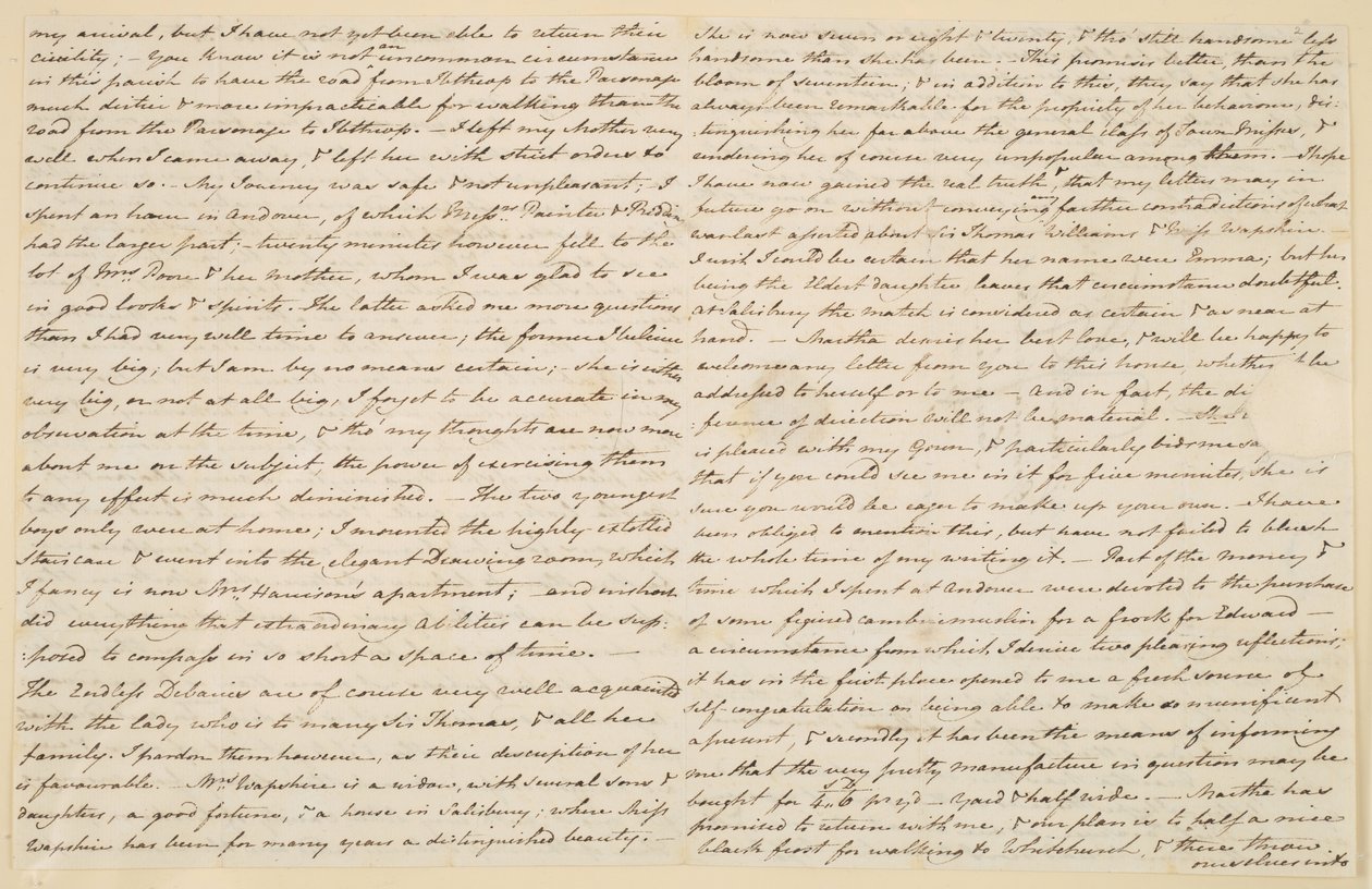 Jane Austen levele nővérének, Cassandrának, 1800. november 30. (papír) alkotó: Jane Austen