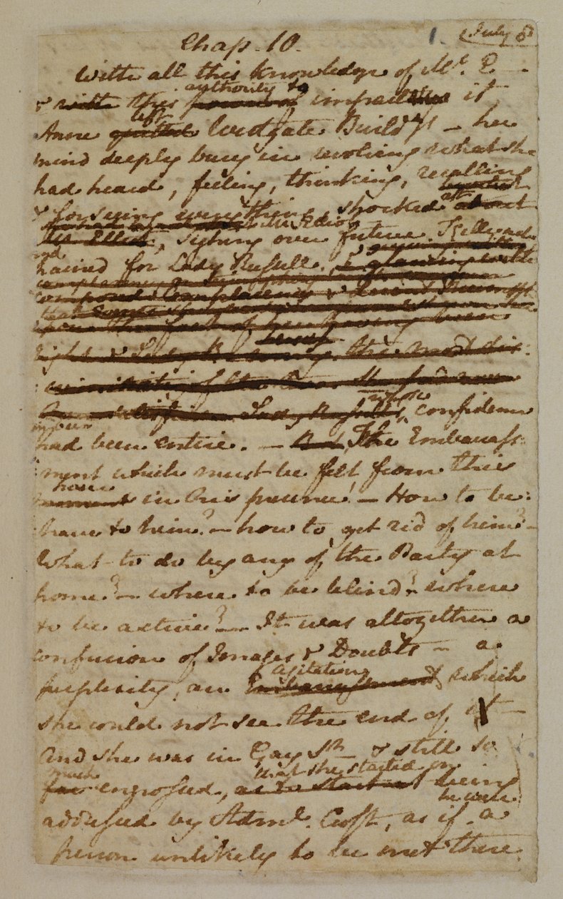 MS EG 3038 F.1 a „Meggyőzés” 10. fejezetéből alkotó: Jane Austen