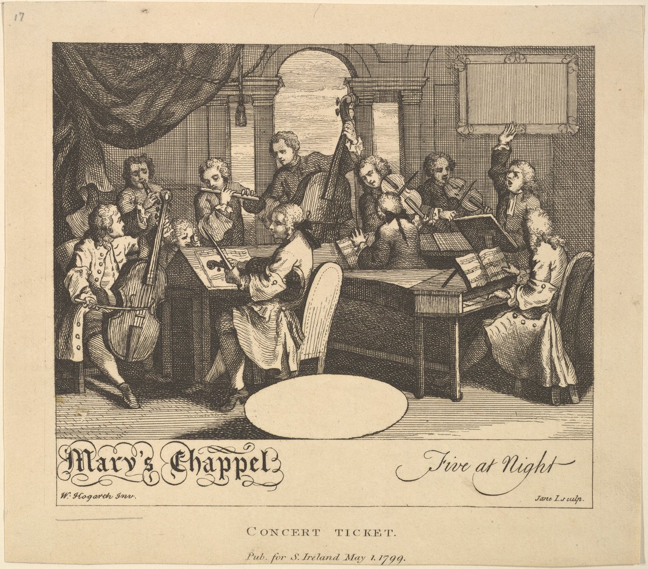 Koncertjegy – Mária kápolna, Éjjel öt, 1799. május 1. alkotó: Jane Ireland