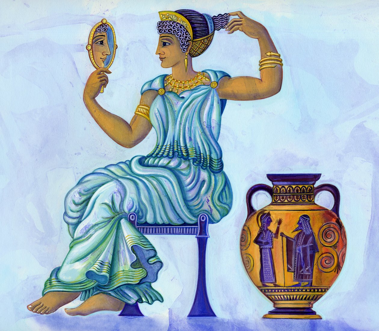 Ókori görög nő, 2002 (tinta és gouache) alkotó: Jane Tattersfield