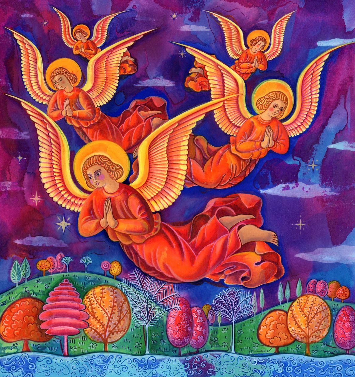Angyalok, 1999, (tinta és gouache) alkotó: Jane Tattersfield