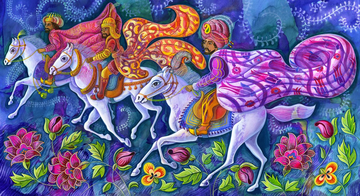 A három királyok, 2008 (tinta és gouache) alkotó: Jane Tattersfield