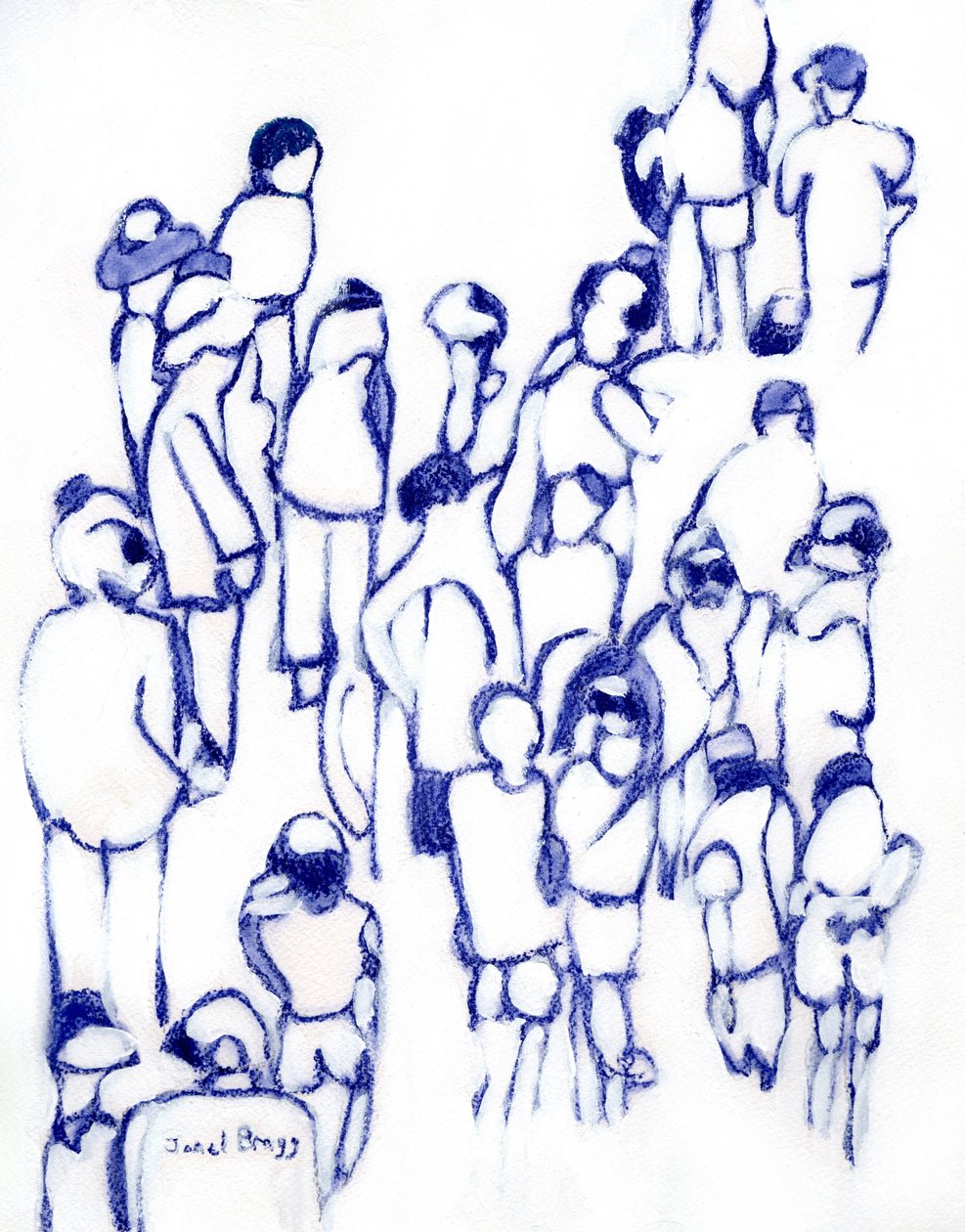 Crowd in Blue, 2024 körüli (vegyes technika, papír) alkotó: Janel Bragg