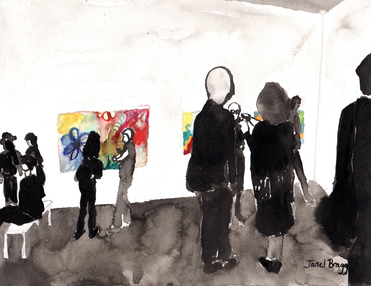 My Gallery Opening, 2015 körül (tinta és akvarell, papír) alkotó: Janel Bragg