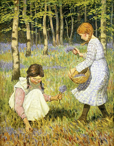 Bluebells szedése (olaj, vászon) alkotó: Janet Fisher