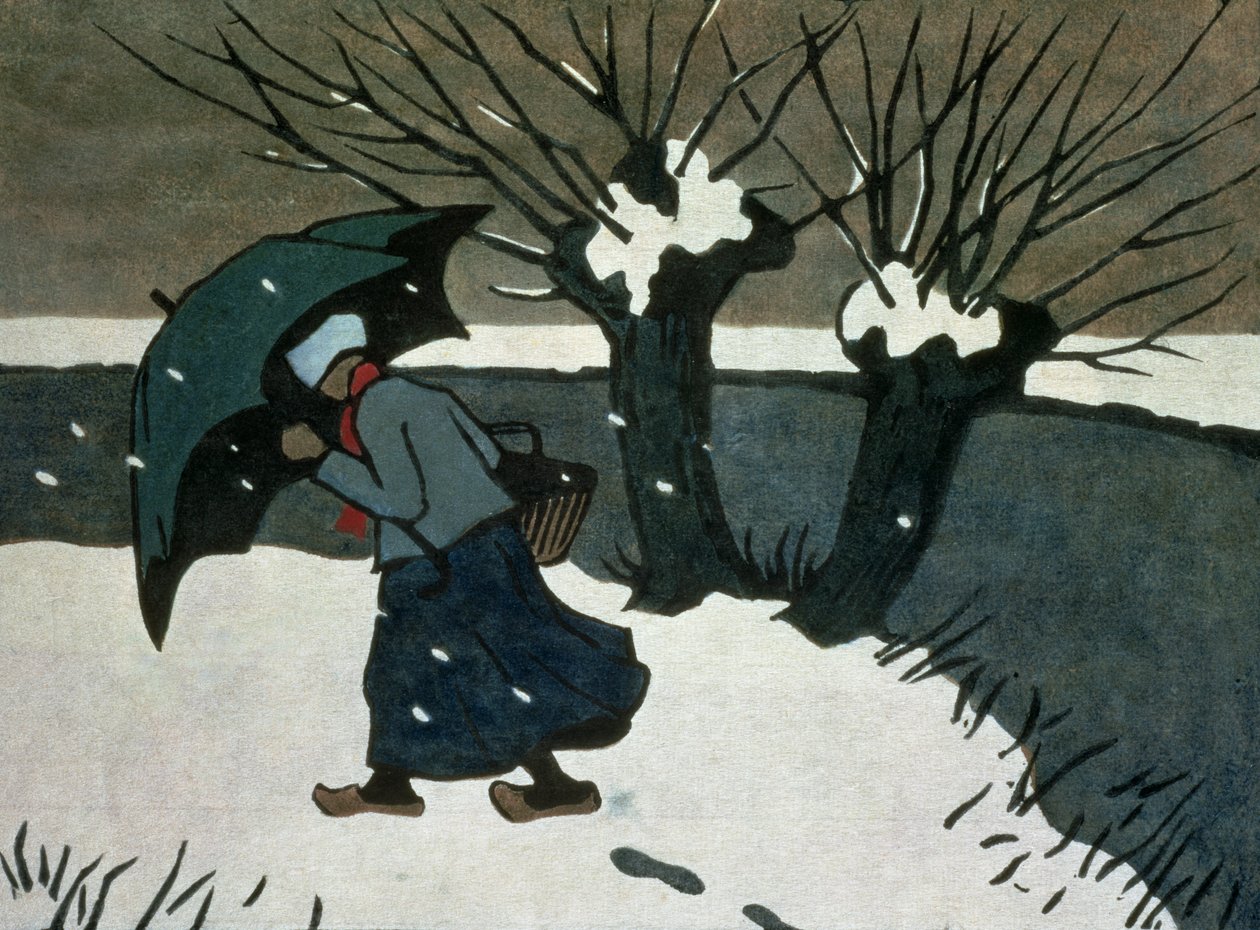 A hóvihar (fametszet papírra) alkotó: Janet Fisher