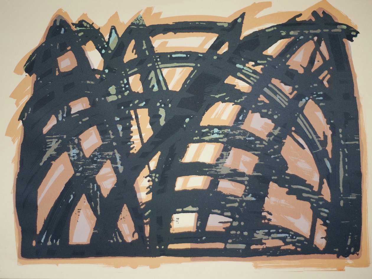 Head On (iii), 2014 (láncfűrész fametszet és szitanyomás) alkotó: Janet McKenzie