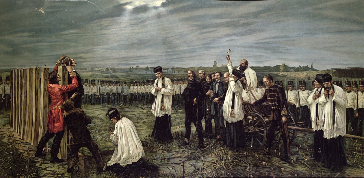 Magyar tisztek kivégzése az osztrákok által Aradon, 1893. október 6-án (chromolitho) alkotó: Janos Thorma
