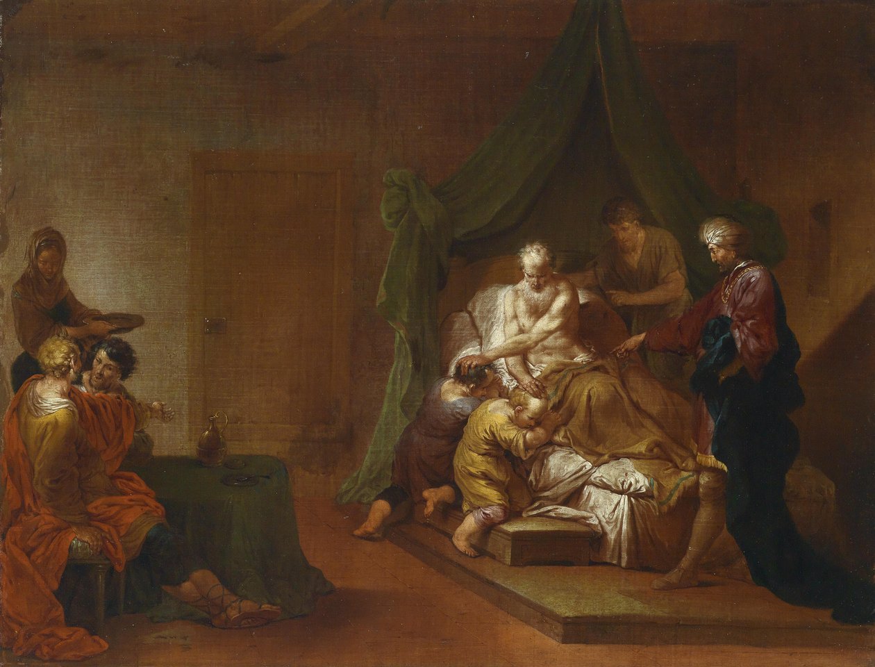 Német: Jákob megáldja József fiait (Efraim és Manassé). alkotó: Januarius Zick