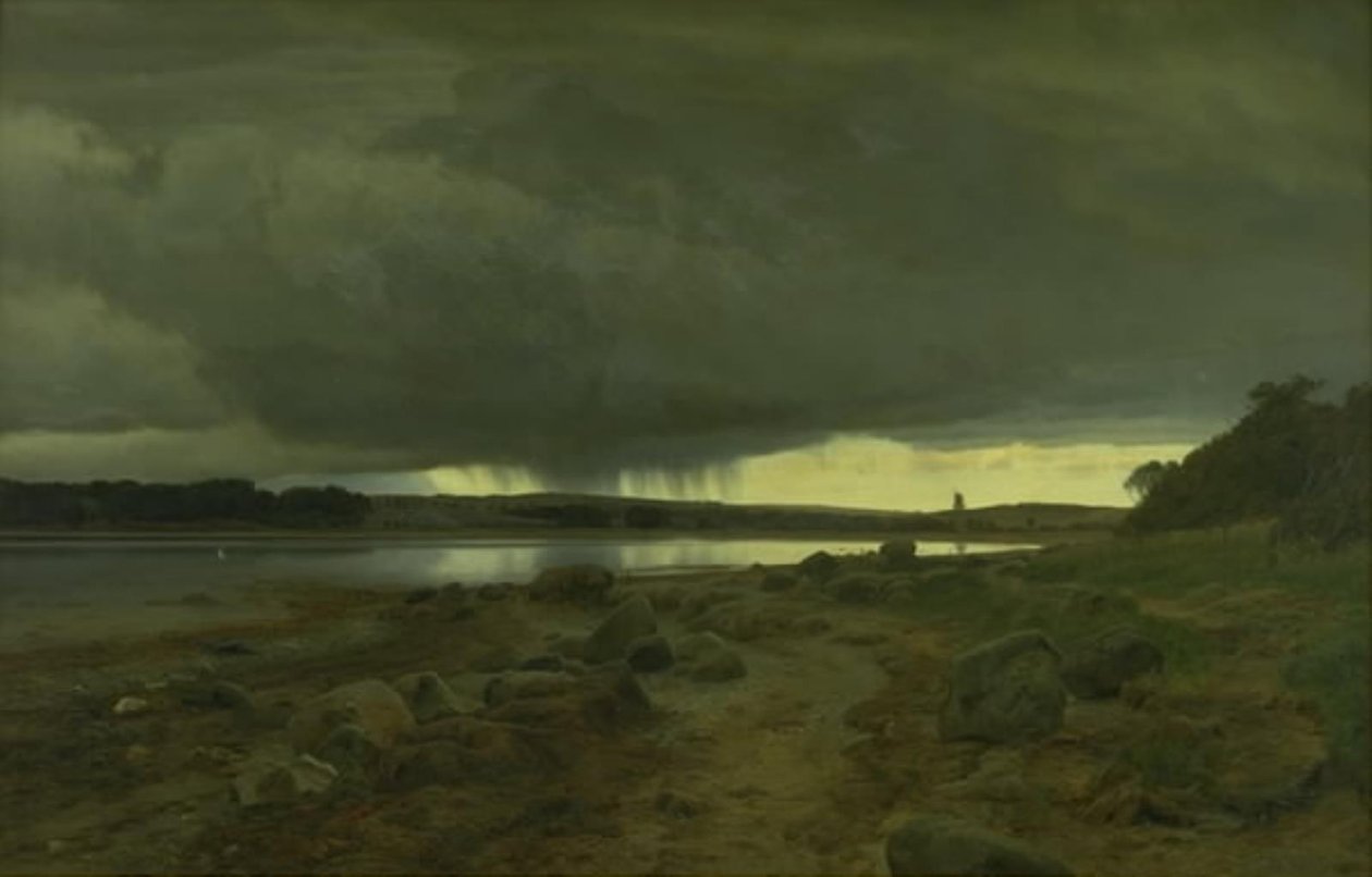 Zuhanyzós táj. Kalø Vig, Jütland alkotó: Janus La Cour