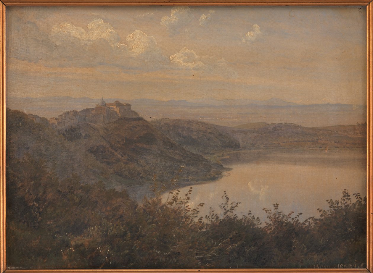 Kilátás Castel Gandolfora, Olaszország alkotó: Janus La Cour