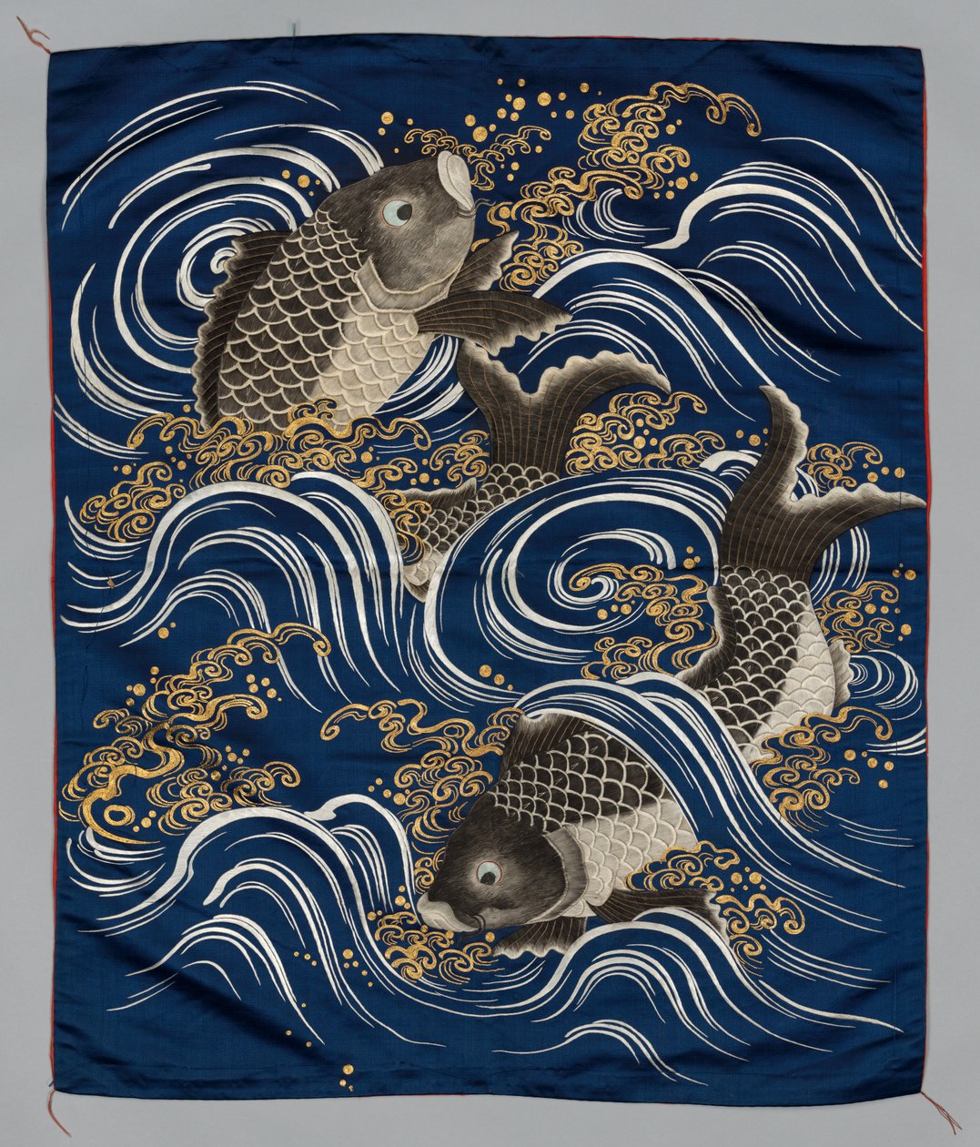 Ajándék borító (Fukusa) ponty in Waves felirattal alkotó: Japan, Meiji period