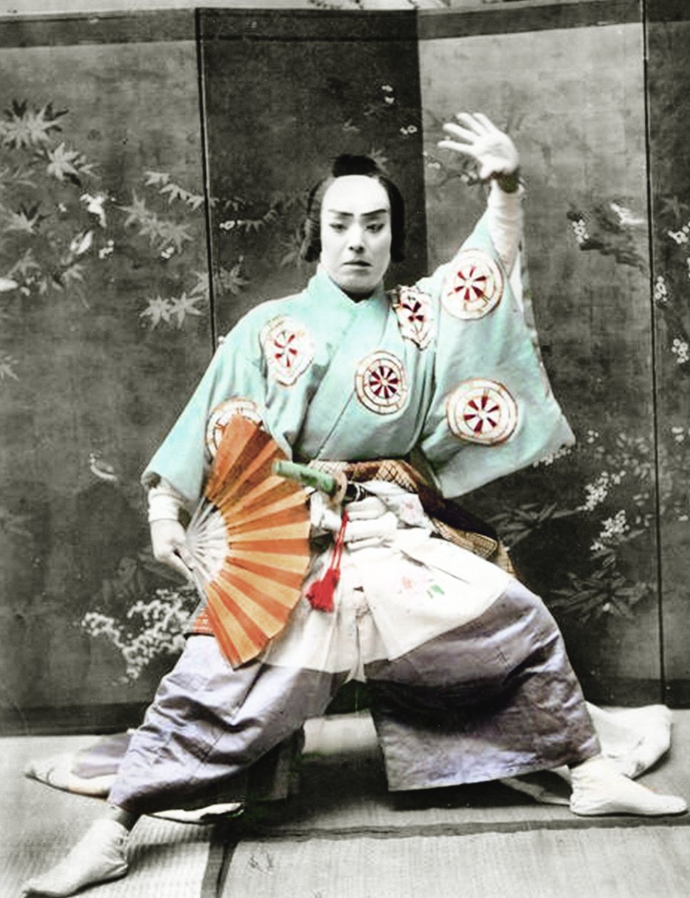 Kabuki színész, 1901 (kézzel színezett albumen fotó) alkotó: Japanese Photographer