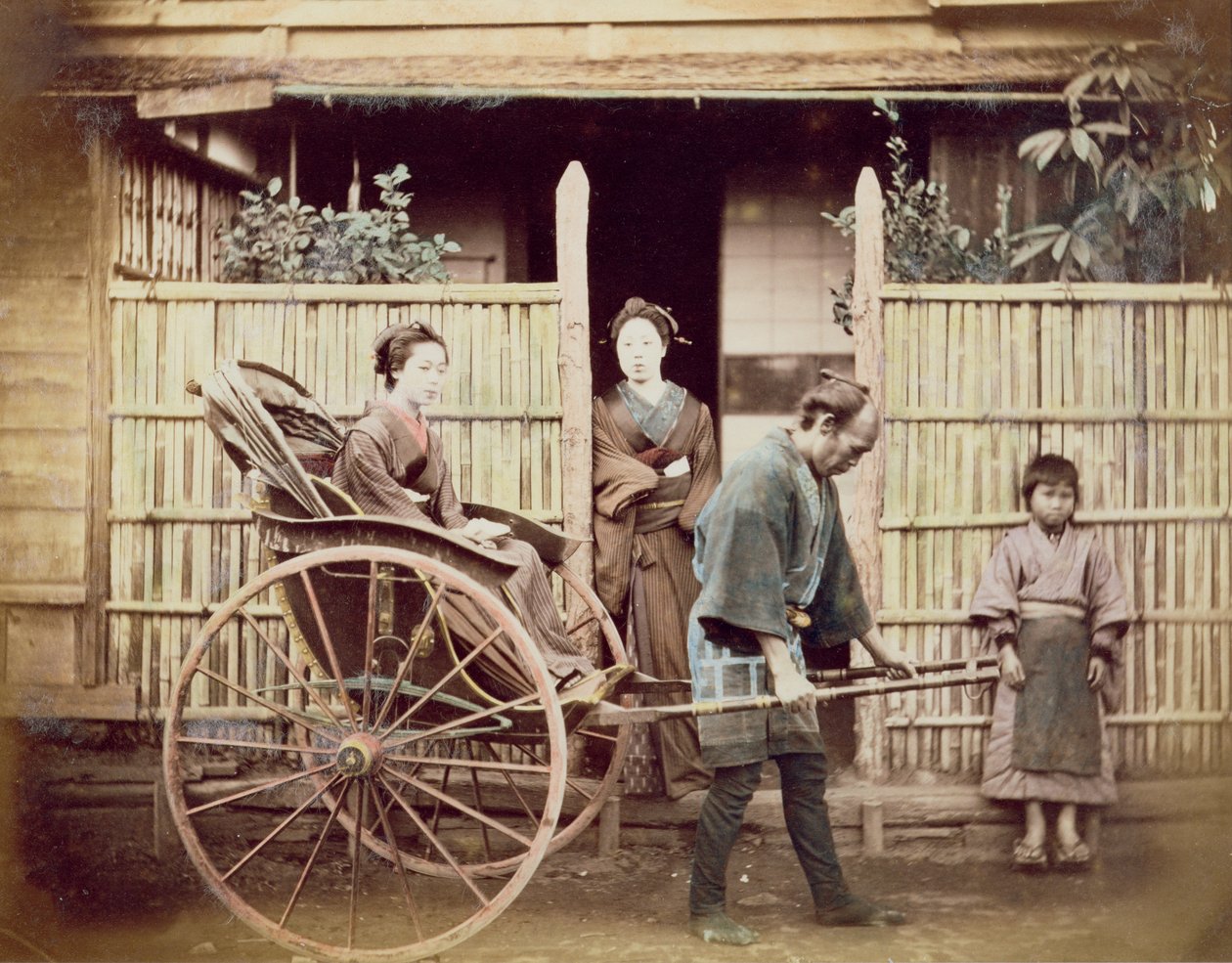 Hölgy riksában, 1890-es évek (színes fotó) alkotó: Japanese Photographer