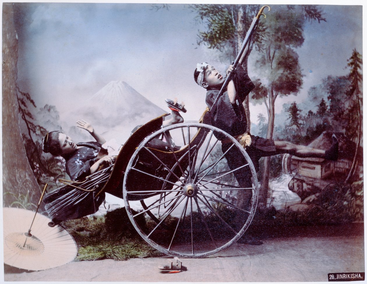Riksa-baleset, 1900 körül (színes fotó) alkotó: Japanese Photographer