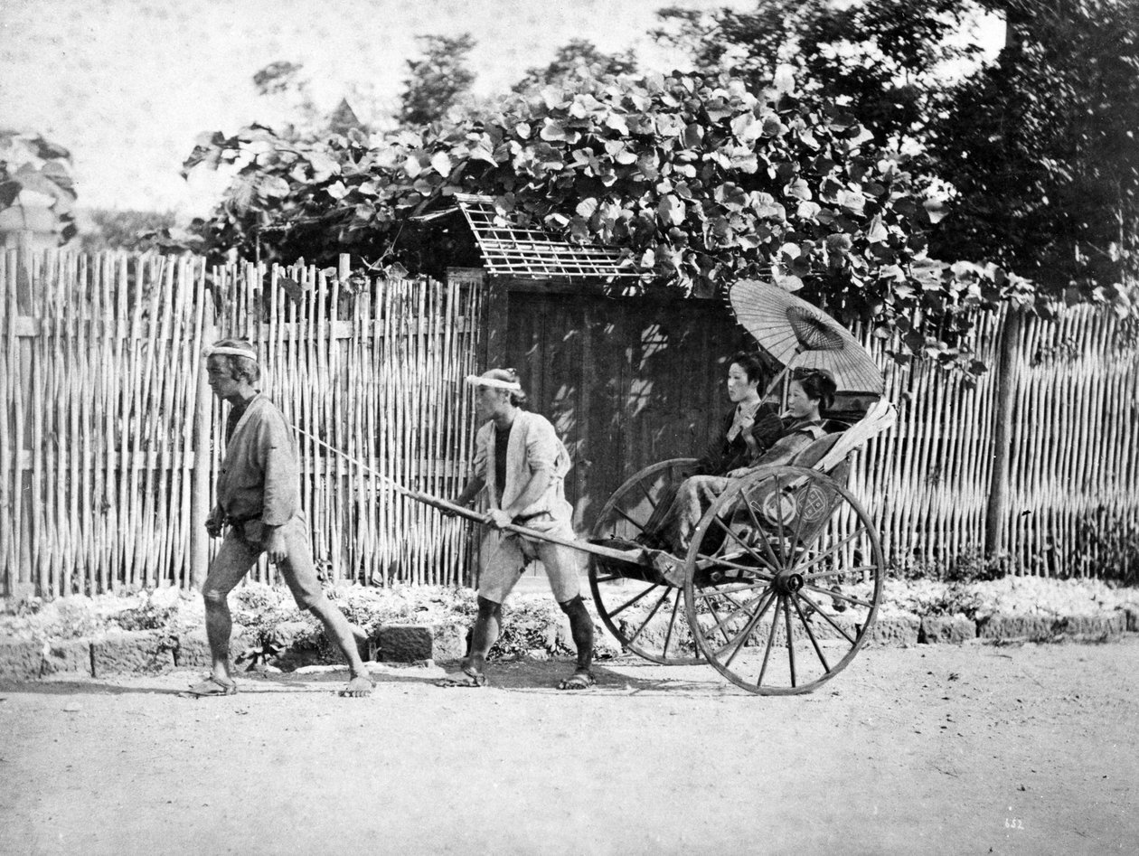 Két lány riksában, 1860-80 körül alkotó: Japanese Photographer